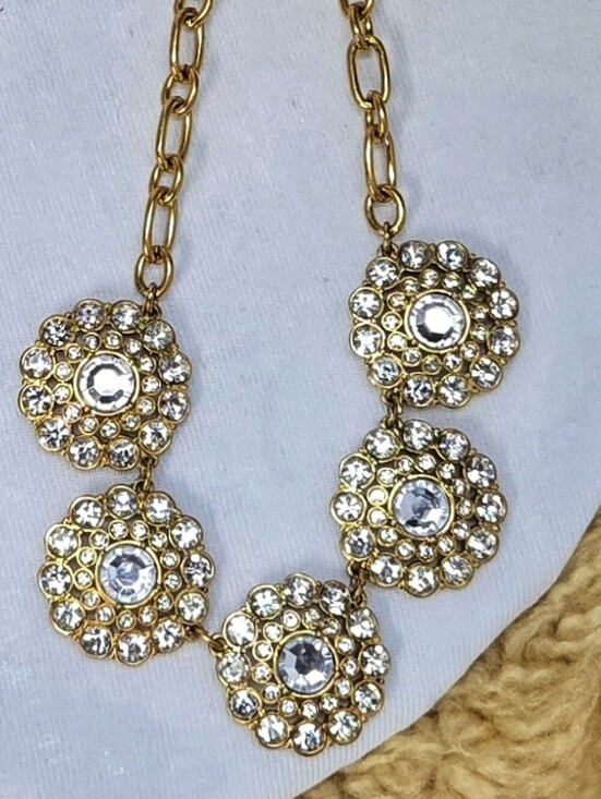 J. Crew Jewelry - J. Crew Gold Crystal Like Floral Cluster Necklace